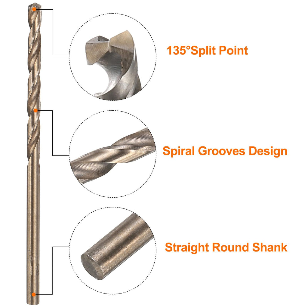 HARFINGTON 12pcs Cobalt Drill Bit, #31 0.12" HSS-CO Aircraft Twist Drill Bit with Straight Round Shank for Drilling Stainless Steel Cast Iron Tough Material