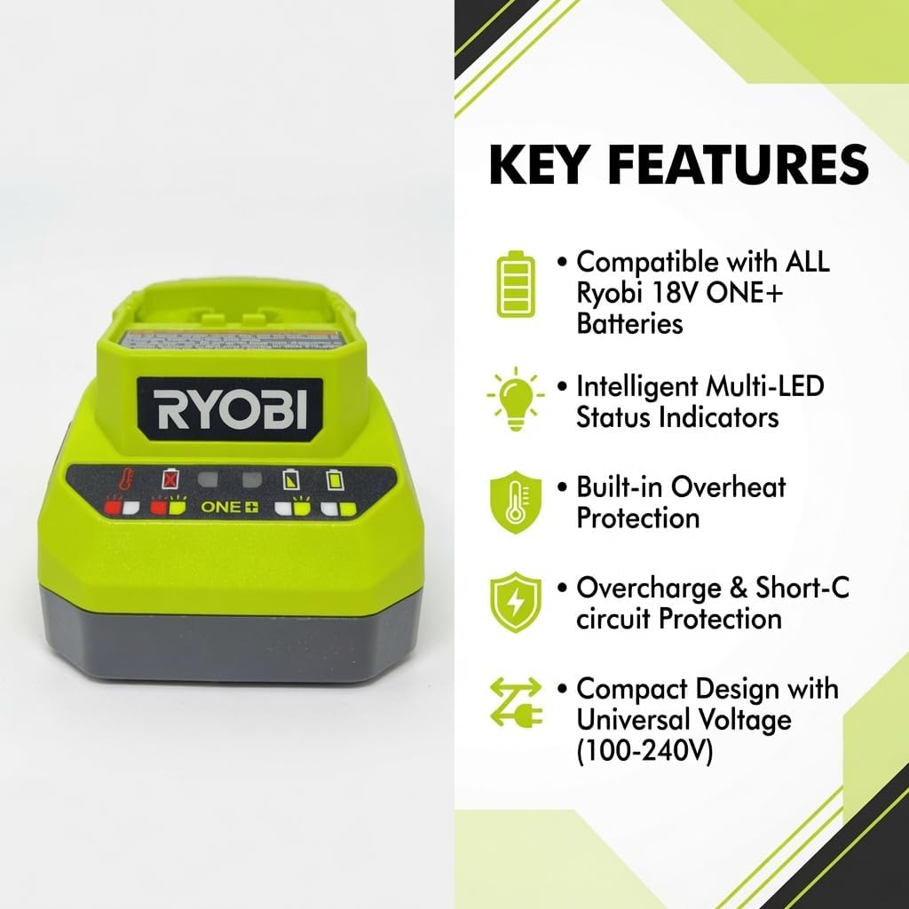 TTI 18-Volt Ryobi Charger PCG002, (NO Retail Packaging, Bulk Packaged)