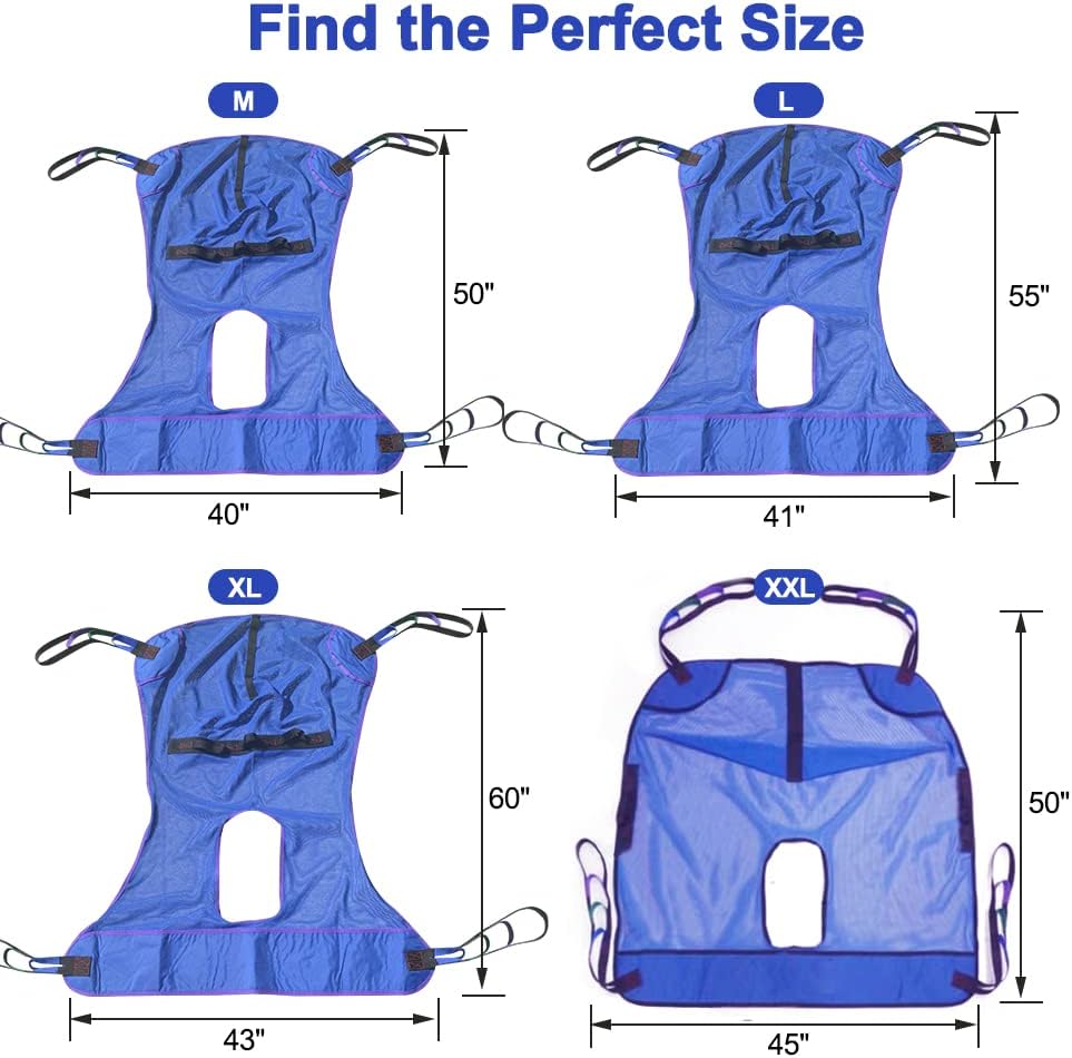 Universal Full Body Mesh Lift Sling with Commode Opening,Polyester Slings for Patient Lifts -Compatible with Hoyer, Invacare, McKesson, Drive, Lumex, Medline, Joerns (Medium)