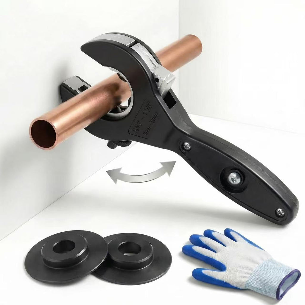 HalfofLife Ratcheting Pipe Cutter, 2 in 1 Close Quarters Tube Compact Cutter, Ratcheting Pipe Cutter Tool for Cutting Copper and Metal Pipes, PVC, Ppr, Plastic Hoses (5/16" to 1 1/8")