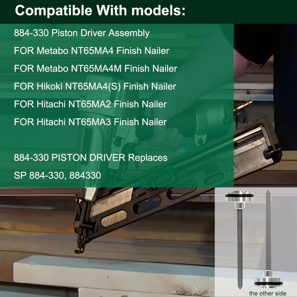 884-330 Aftermarket Piston Driver Assembly Compatible with Metabo NT65MA4, NT65MA2, NT65MA3 Finish Nailers - Durable Part