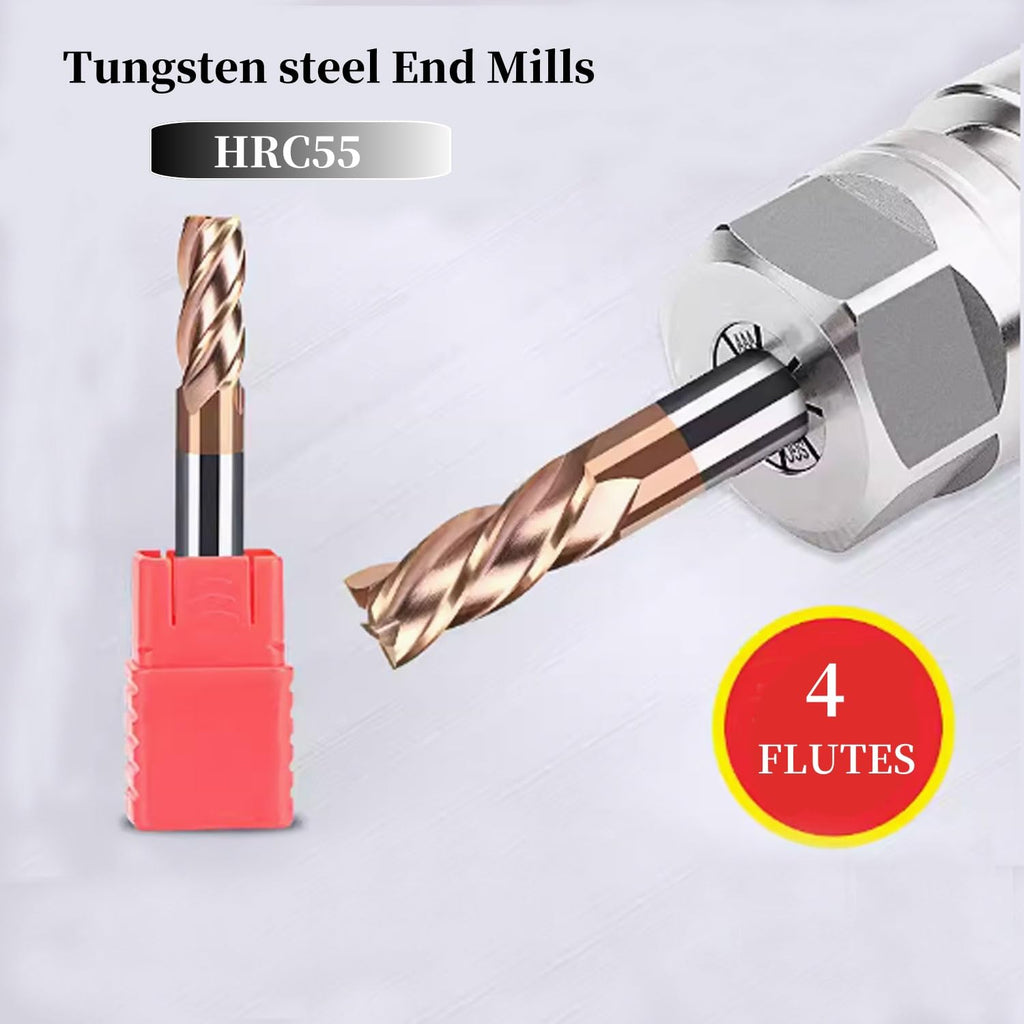 5PCS 3/8in Carbide Square End Mill HRC55 Tungsten Steel 4 Flutes for Steel
