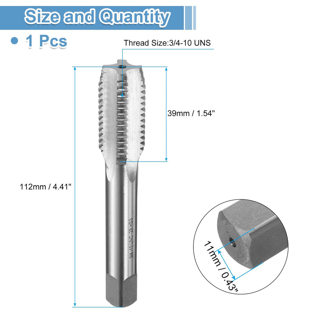 uxcell Hand Bottom Tap 3/4-10 UNS 2B Thread Bottoming Style Threading Tap
