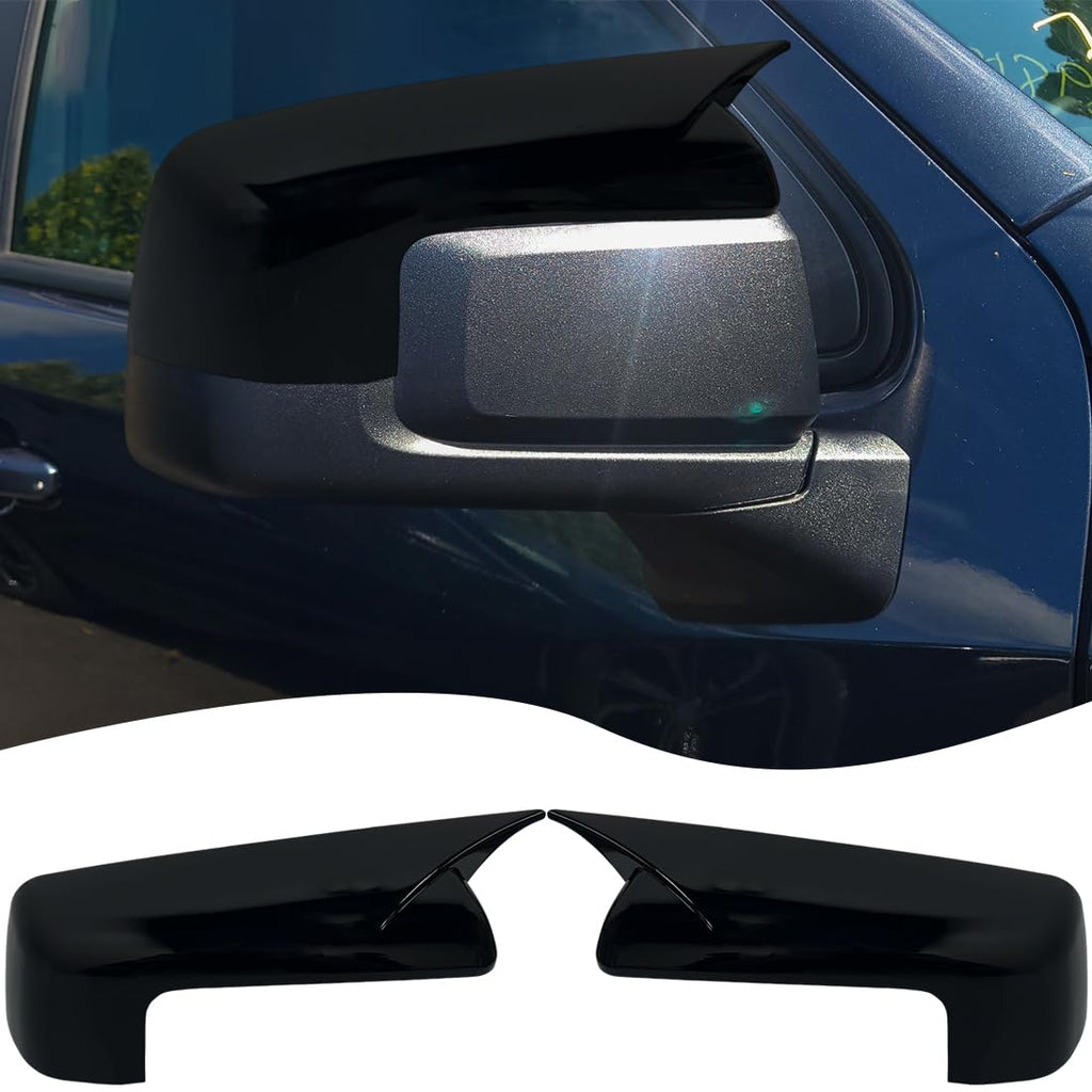 MUXEE Rear View Mirror Cover, for 2019-2026 Chevy Silverado 1500/GMC Sierra 1500 - Bright Black Turn Signal Housing Cover Accessories