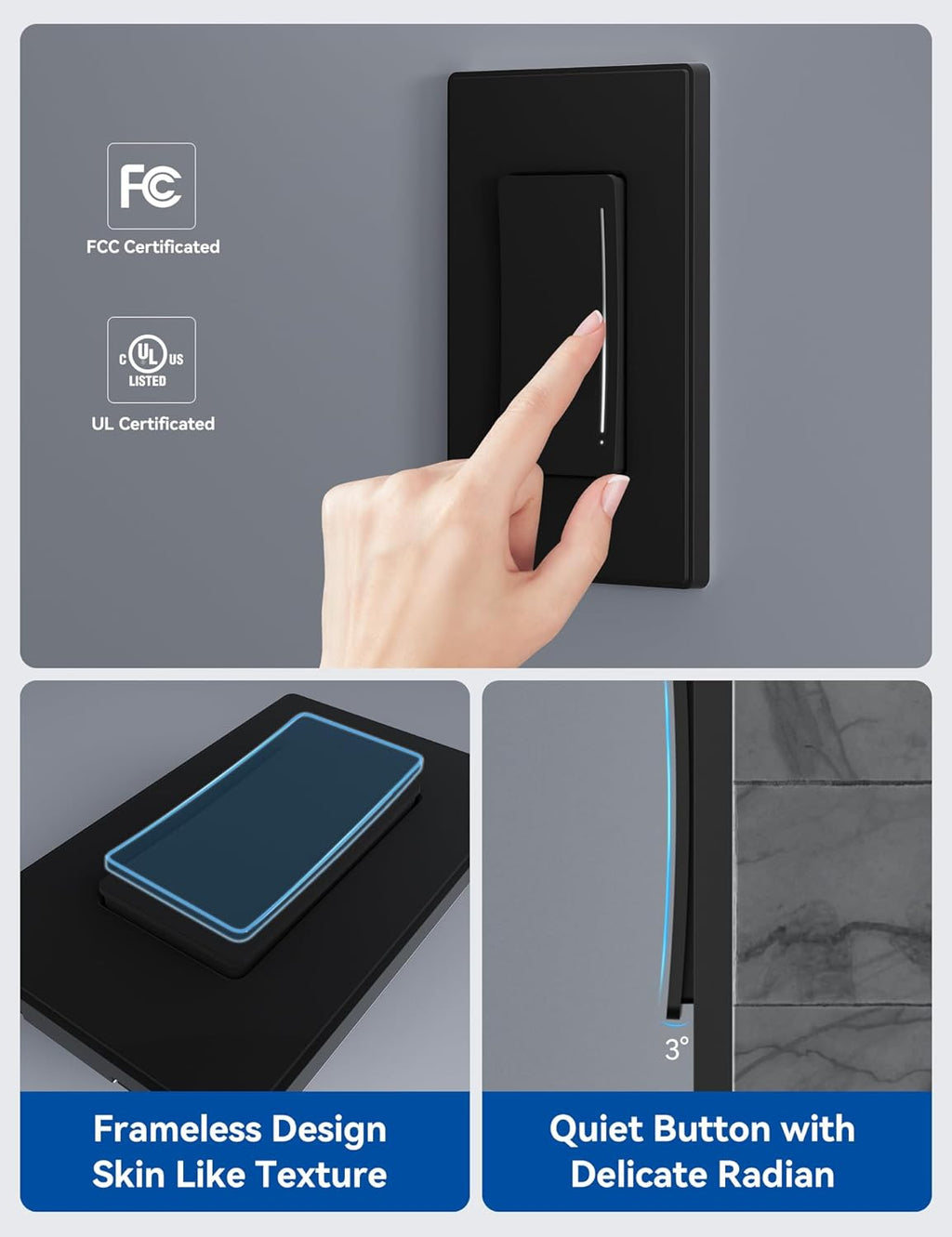 Smart Dimmer Light Switch DTR30, Single Pole or 3 Way