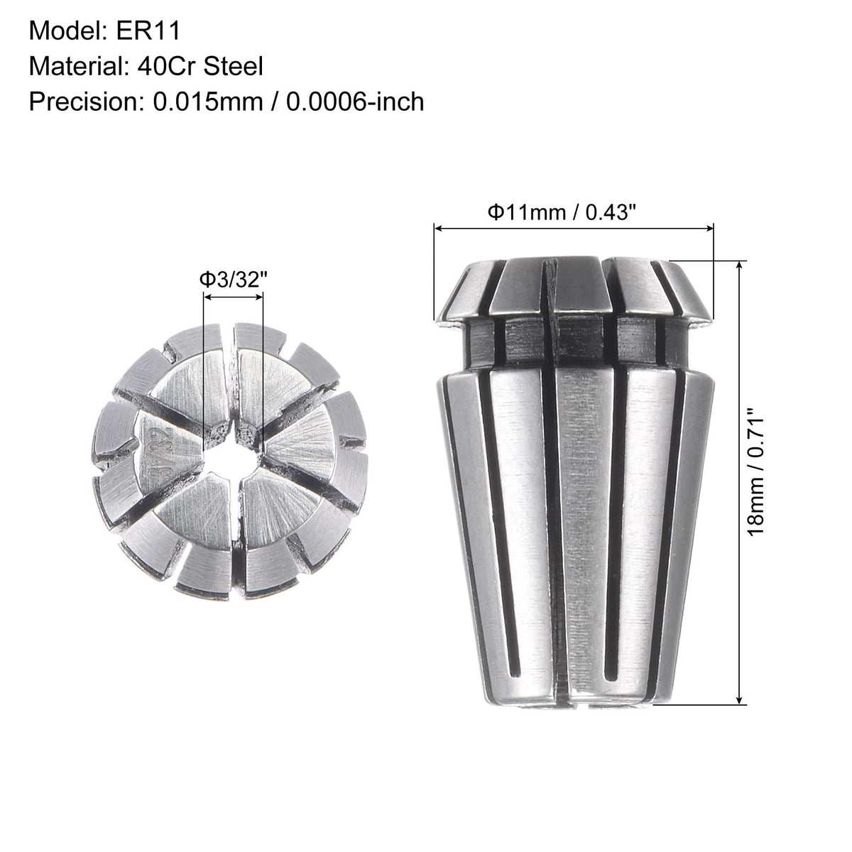 uxcell ER11 Spring Collet, 3/32" Chuck for CNC Engraving Machine Lathe Milling
