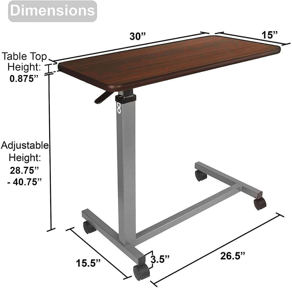 Medical Adjustable Overbed Bedside Table with Wheels (Hospital and Home Use)