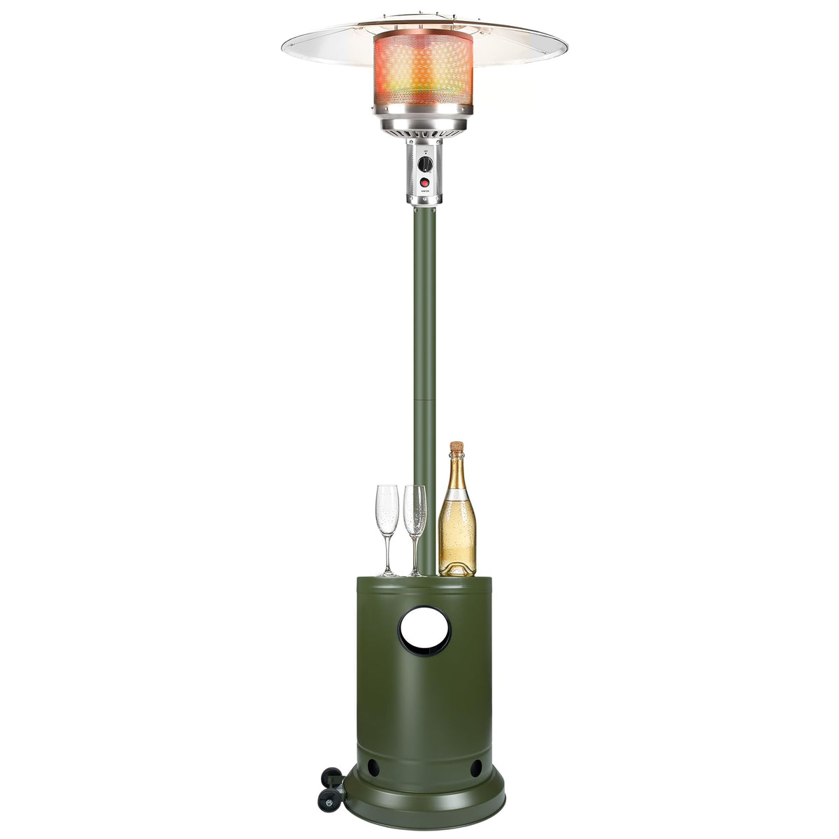 Evergreen 50,000 BTU Propane Patio Heater with Wheels, Outdoor Gas Heater with Water/Sand Weighted Base, Adjustable