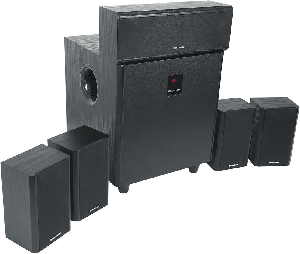 HTS820 1500W 5.1 Channel Home Theater System with 8" Subwoofer, Bluetooth, USB, Includes Remote and Speaker Mounts