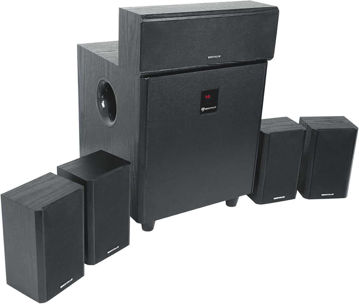 HTS820 1500W 5.1 Channel Home Theater System with 8" Subwoofer, Bluetooth, USB, Includes Remote and Speaker Mounts
