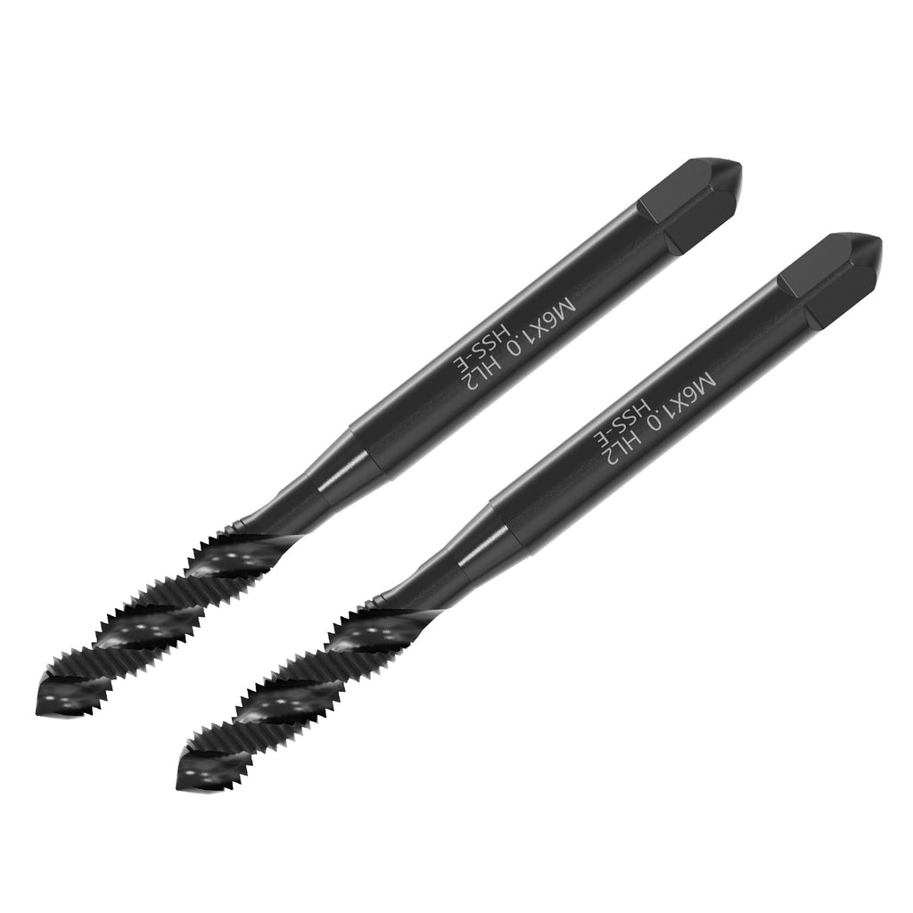 FOCMKEAS 2 Pcs M6x1.0 Spiral Flute Tap, HSS Nitriding, Pointed End, H2
