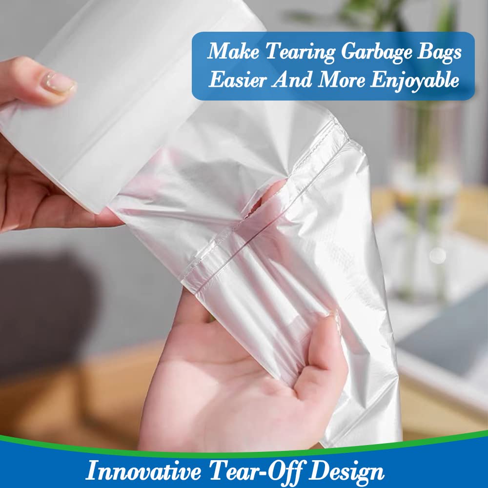 6-7 Gallon 90 pcs Small Clear Trash Bags Strong Clear Garbage Bags, Bathroom Trash Can Bin Liners, Plastic Bags for