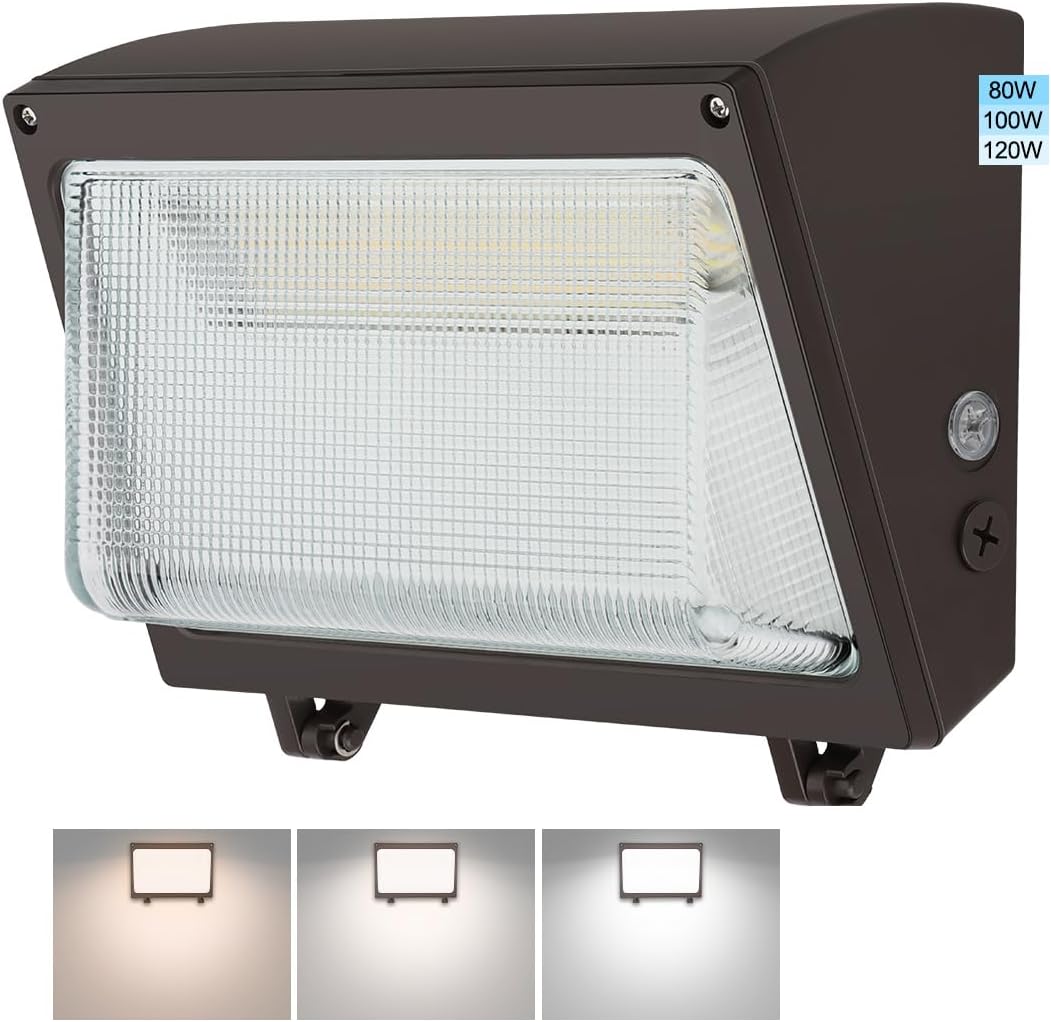 LED Wall Pack Light 120W/100W/80W Adjustable with Dusk to Dawn