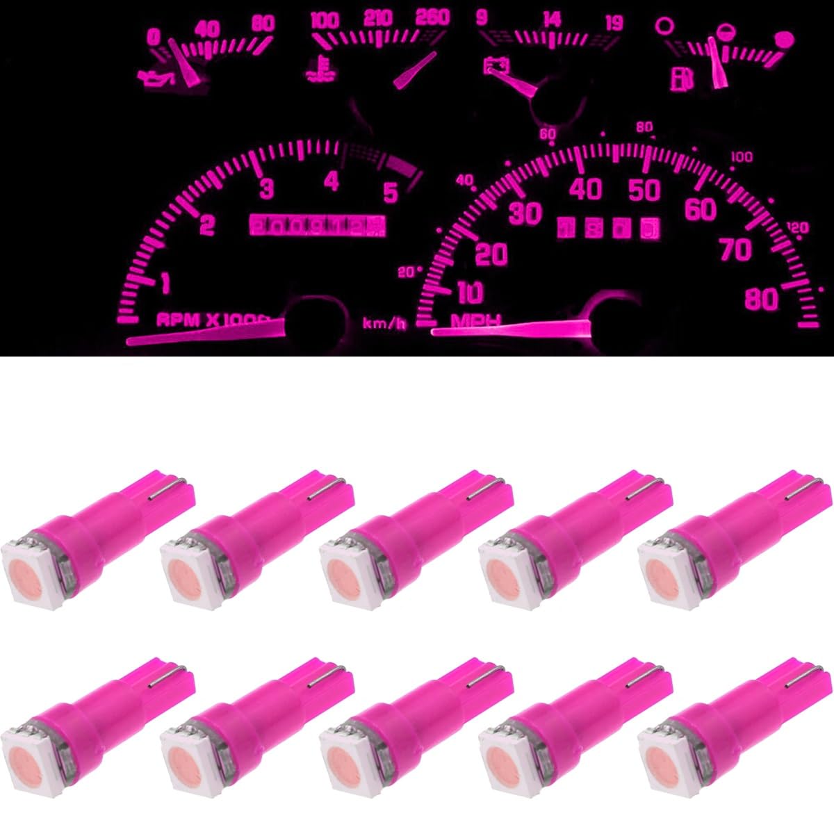 Atmufelp 10X t5 led bulbs Instrument dash lights Instrument Gauge Cluster LED Dash Kit Dashboard LED Light Bulb Pink/Purple Replacement for Subaru Impreza WRX RS TS 2002 2003 2004 2005 2006 2007 Truck