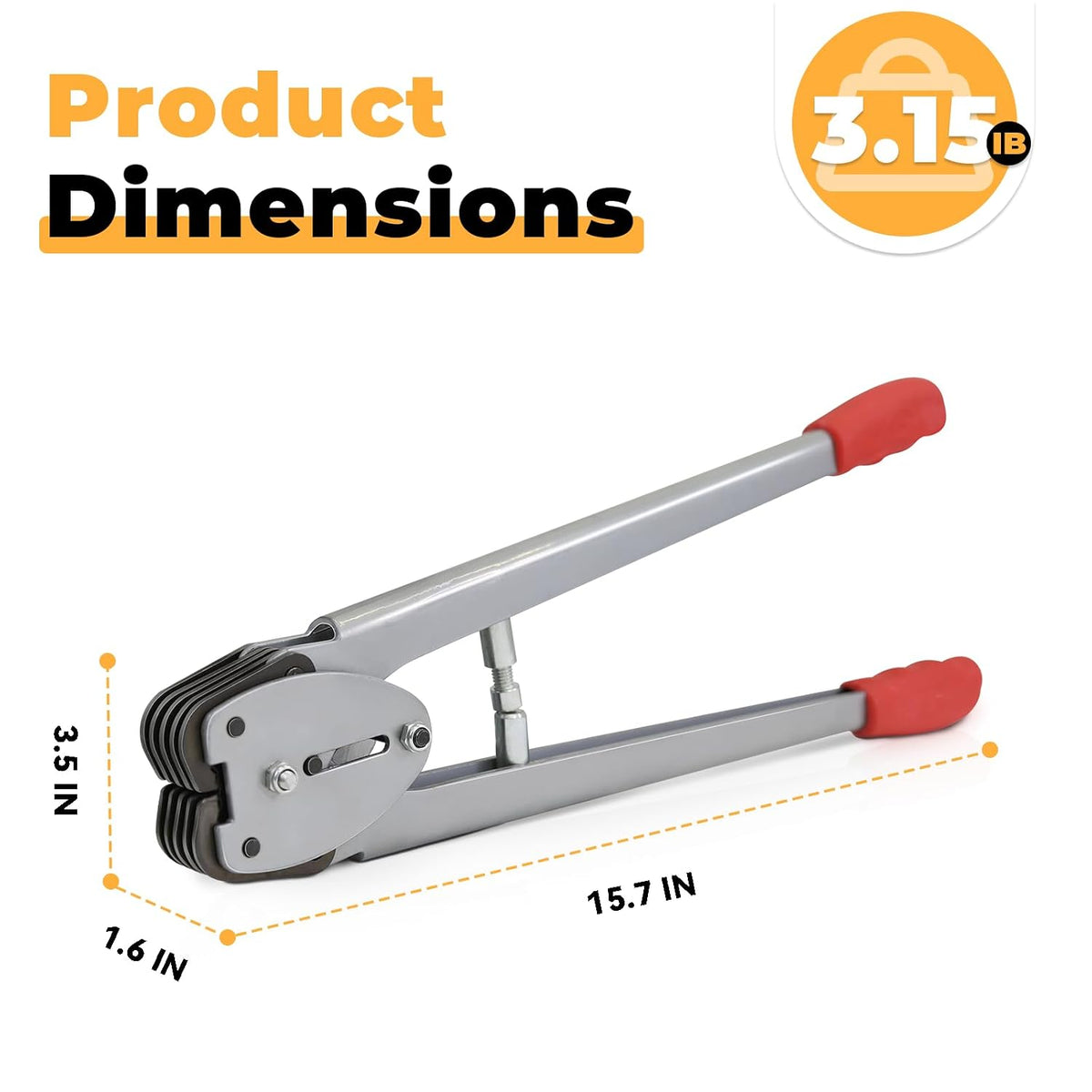 Strapping Sealer/Crimper for 1/2"-5/8" Polypropylene (PP) Strapping Band Manual Banding Tool with 15” Extended Handle