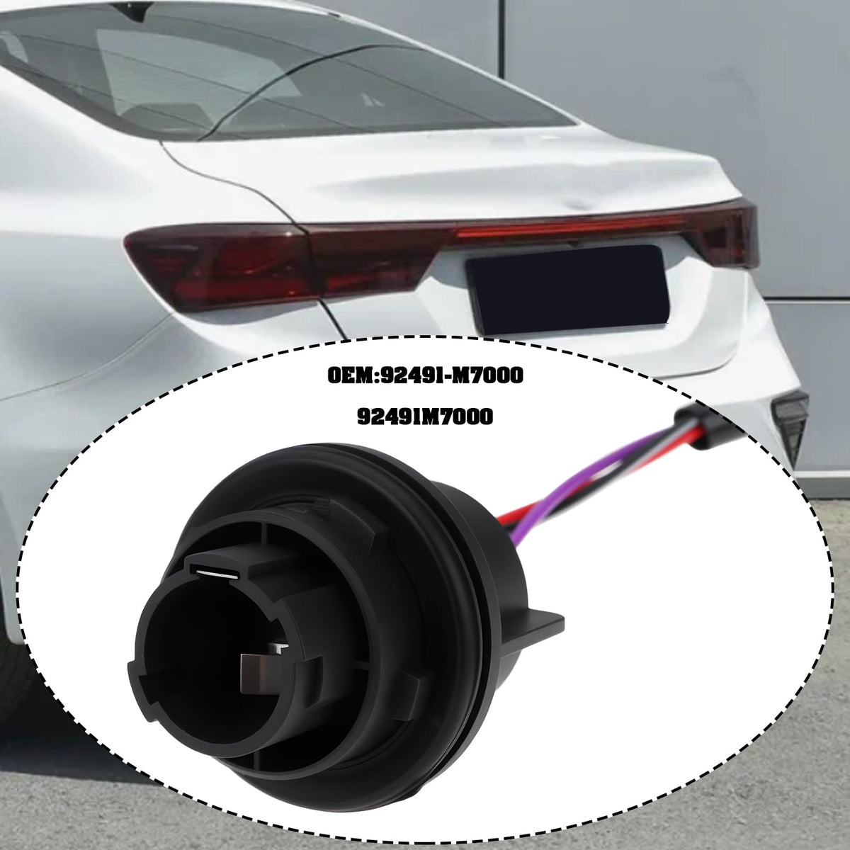 ECSiNG Car Outer Tail Light Lamp Socket Wire Harness 92491-M7000 92491M7000 Compatible with Kia Forte 2019-2023 31.5cm