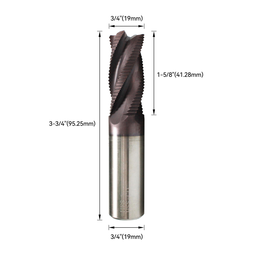 HFS TiAlN End Milling Cutter, Milling Bit 4 Flute M42 8% for Steel 3/4 Inch Dia