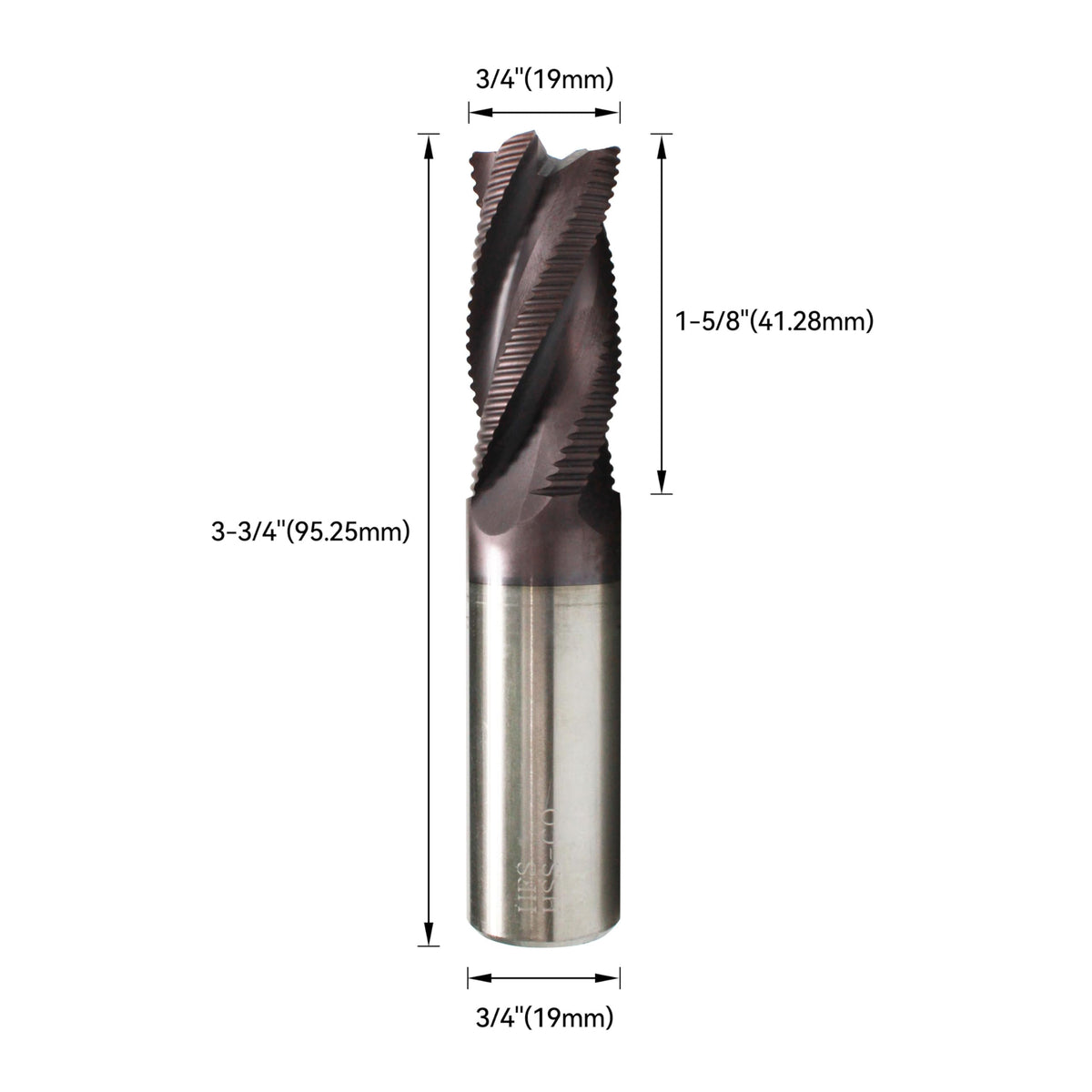 HFS TiAlN End Milling Cutter, Milling Bit 4 Flute M42 8% for Steel 3/4 Inch Dia
