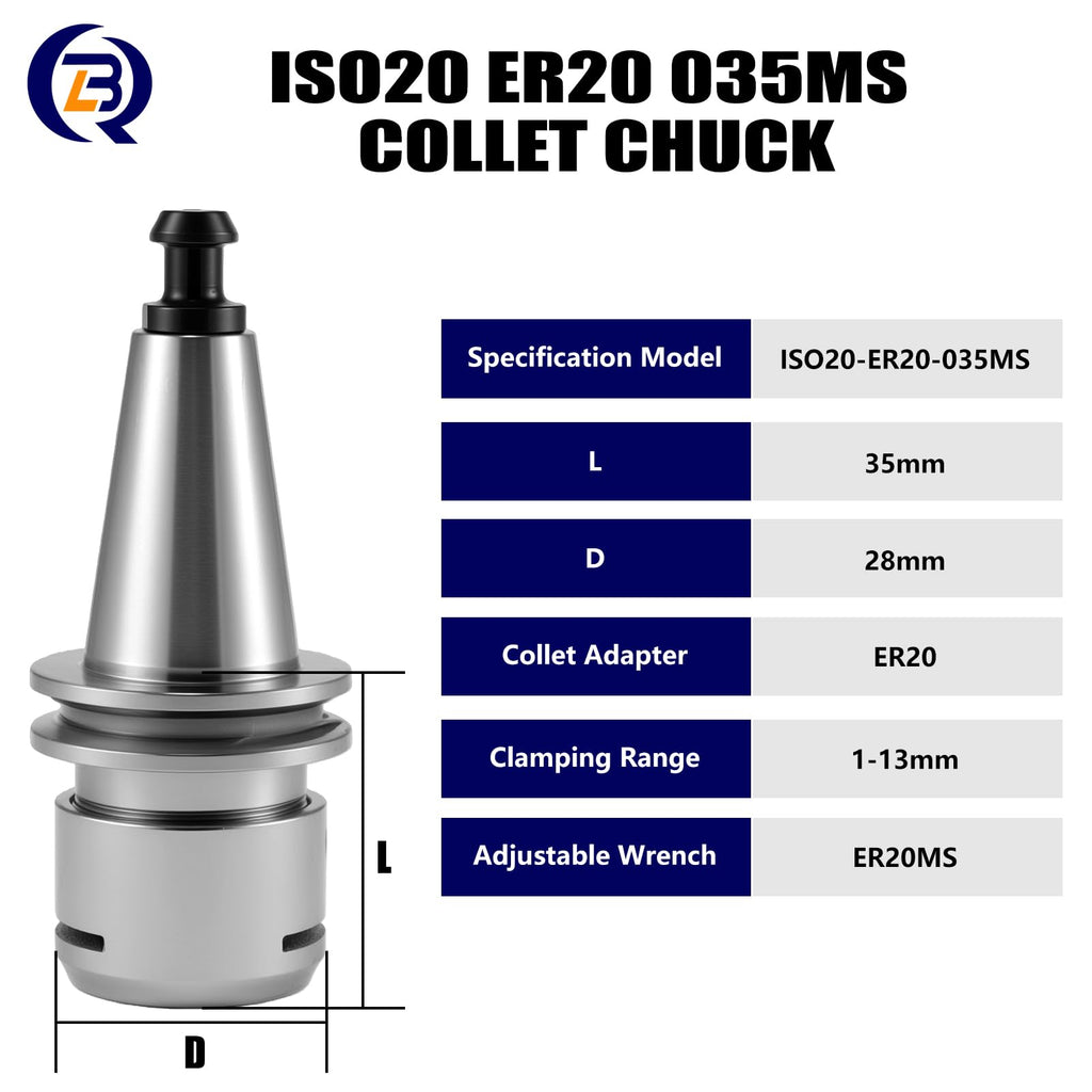 LIBOQIAO ISO20 ER20 Spring Collet Chuck CNC Tool Holder, High Speed 40,000rpm Balanced, for Precision Engraving & Milling Machines, 2 Pack