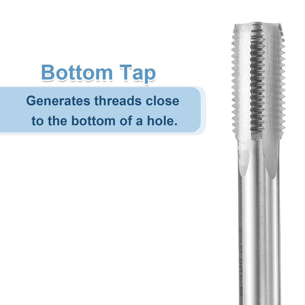 uxcell Hand Bottom Tap 5/8-14 UNF 2B Thread Bottoming Style Threading Tap