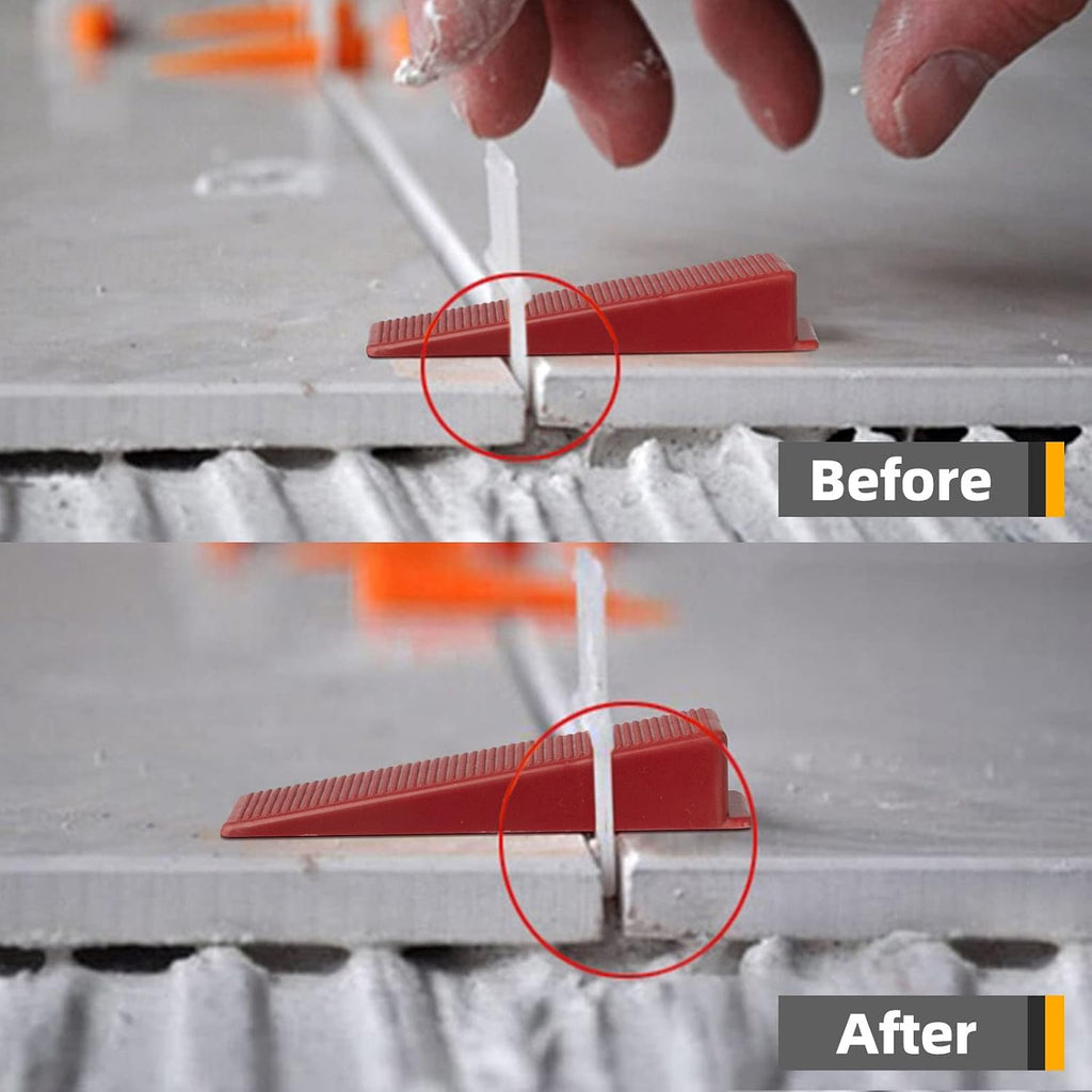 Tile Leveling System 1000-Piece Tile Leveling Spacer Clips and 300-Piece Reusable Wedges Tile Leveler Tool Set for