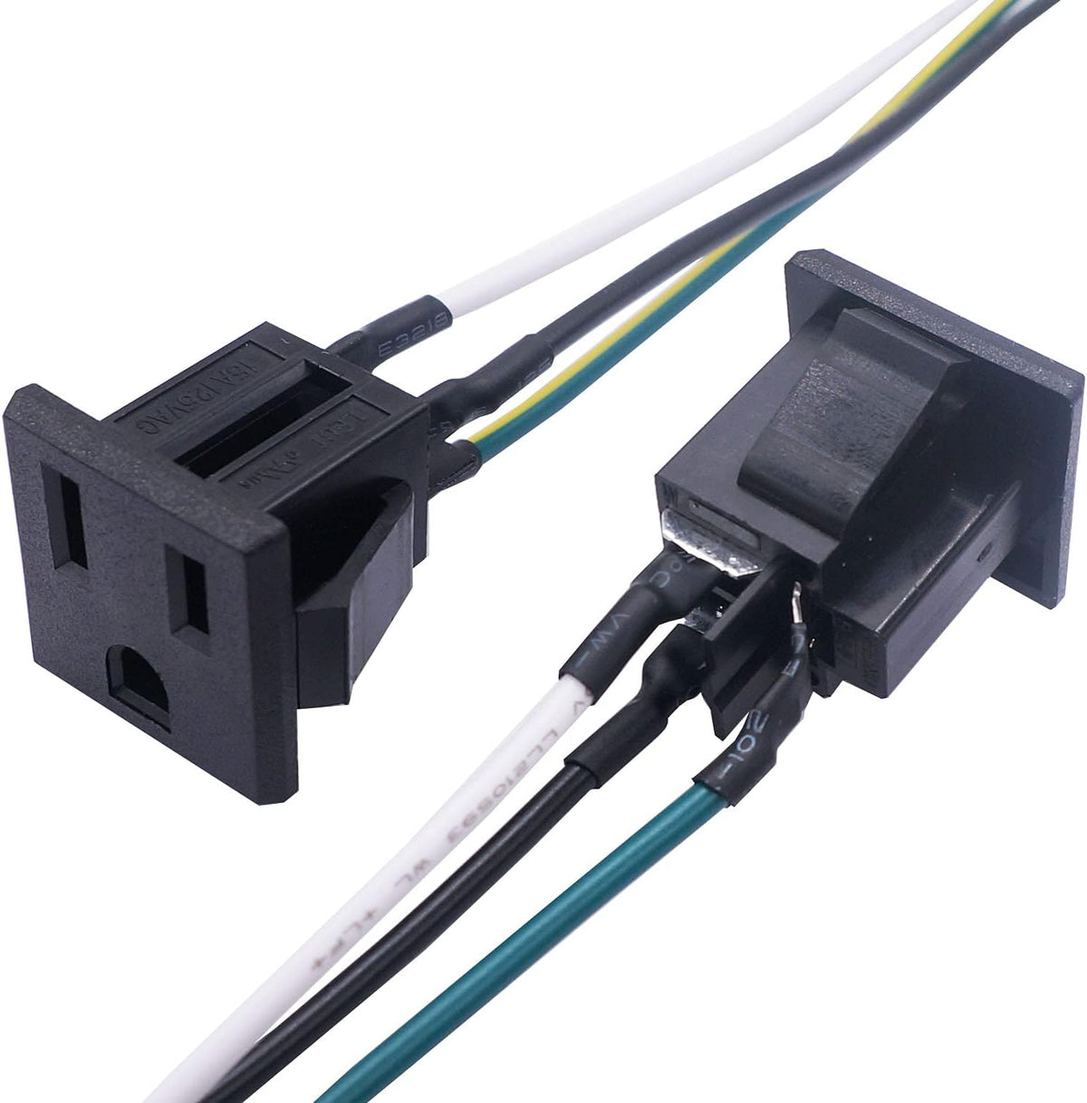 3Pcs 3 Pins US Power Socket Plug Panel 15A 125V AC Panel Mount Outlet Industrial Plug Female Connectors Adapter With