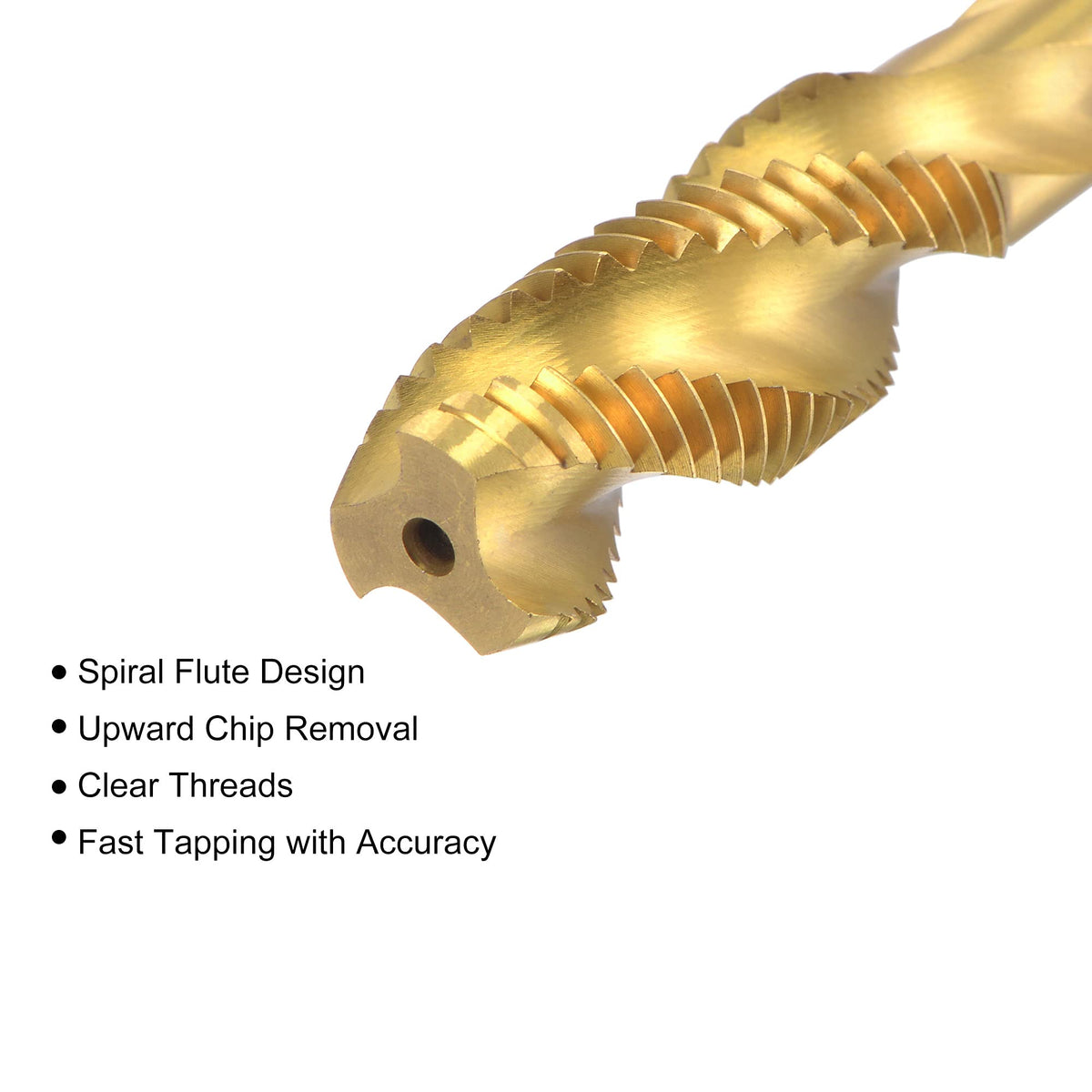 uxcell Spiral Flute Threading Tap M12 x 1.5, Metric HSS (High Speed Steel) Titanium Plated Machine Thread Screw Tap 3 Flutes Tapping Tool H2 Tolerance