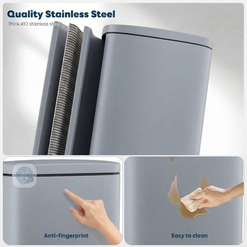 8 Gal Kitchen Trash Can, 30L Recycling or Garbage Bin, with Step-On Pedal
