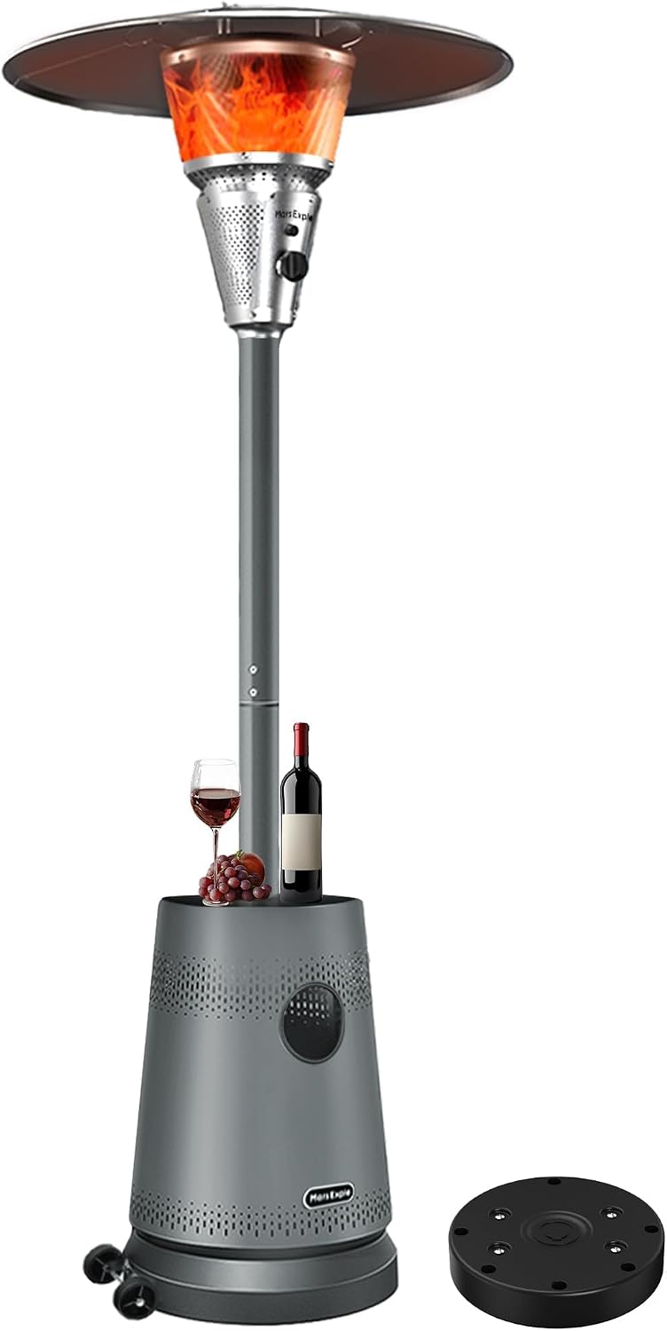 50,000 BTU Patio Heater for Outdoor Use, Portable Propane Patio Heater with Wheels, Stainless Steel Burner for Porch