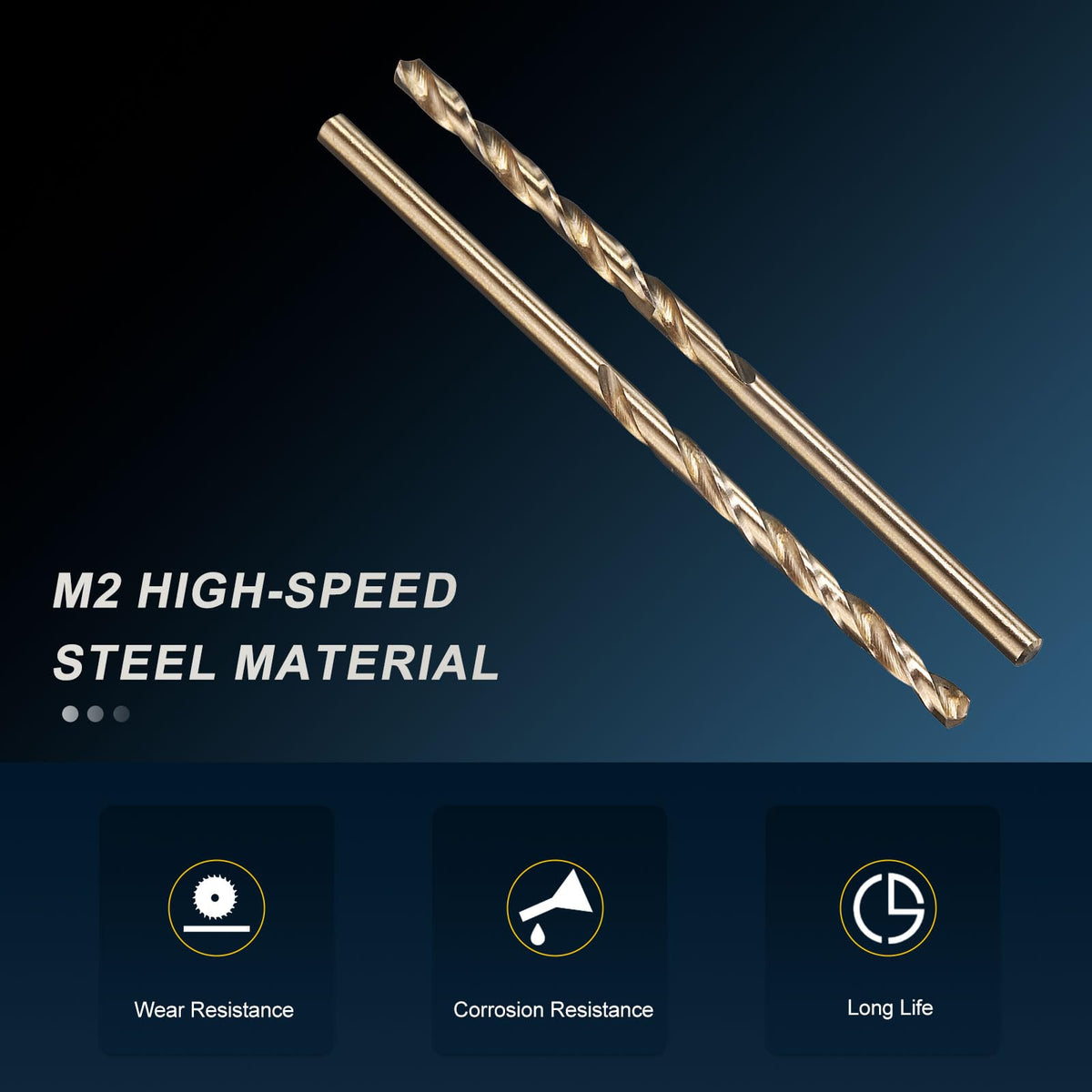 PATIKIL #50 Drill Bit Micro M2 High-Speed Steel 135° Gold Finish 12Pcs