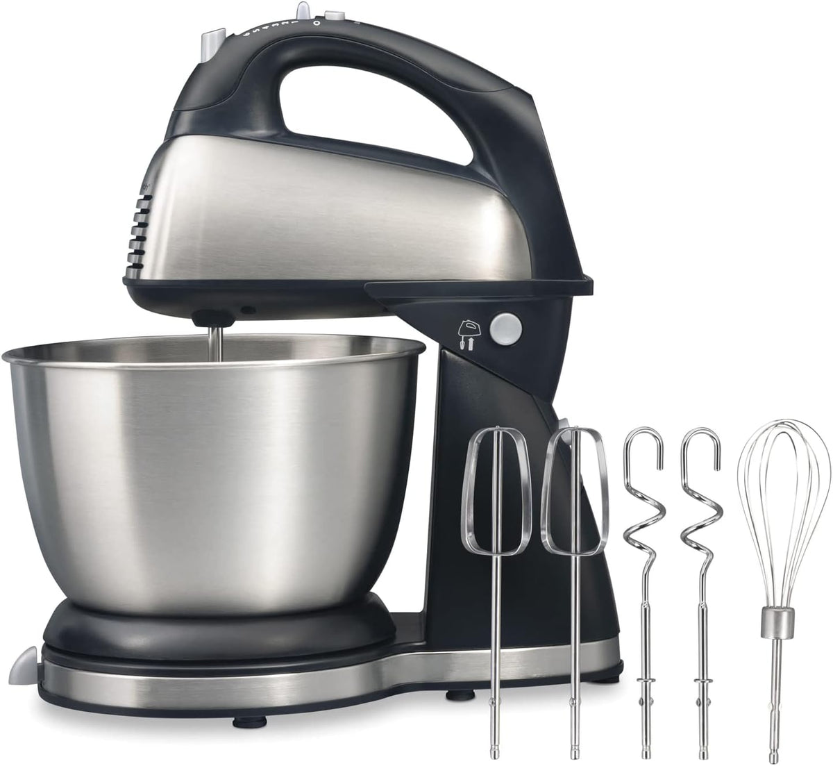 Classic Stand and Hand Mixer, 4 Quarts, 6 Speeds with QuickBurst, Bowl Rest, 290 Watts Peak Power, Black and