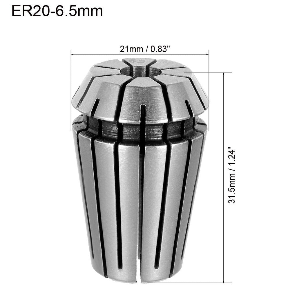 uxcell ER20 6.5mm Spring Collet Chuck for CNC Engraving Machine Lathe Milling Tool