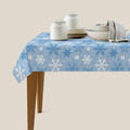 Winter Christmas Rectangular Tablecloth 60x84 Inch Light Blue White Snowflake Xmas Holiday Rectangle Decorative Table