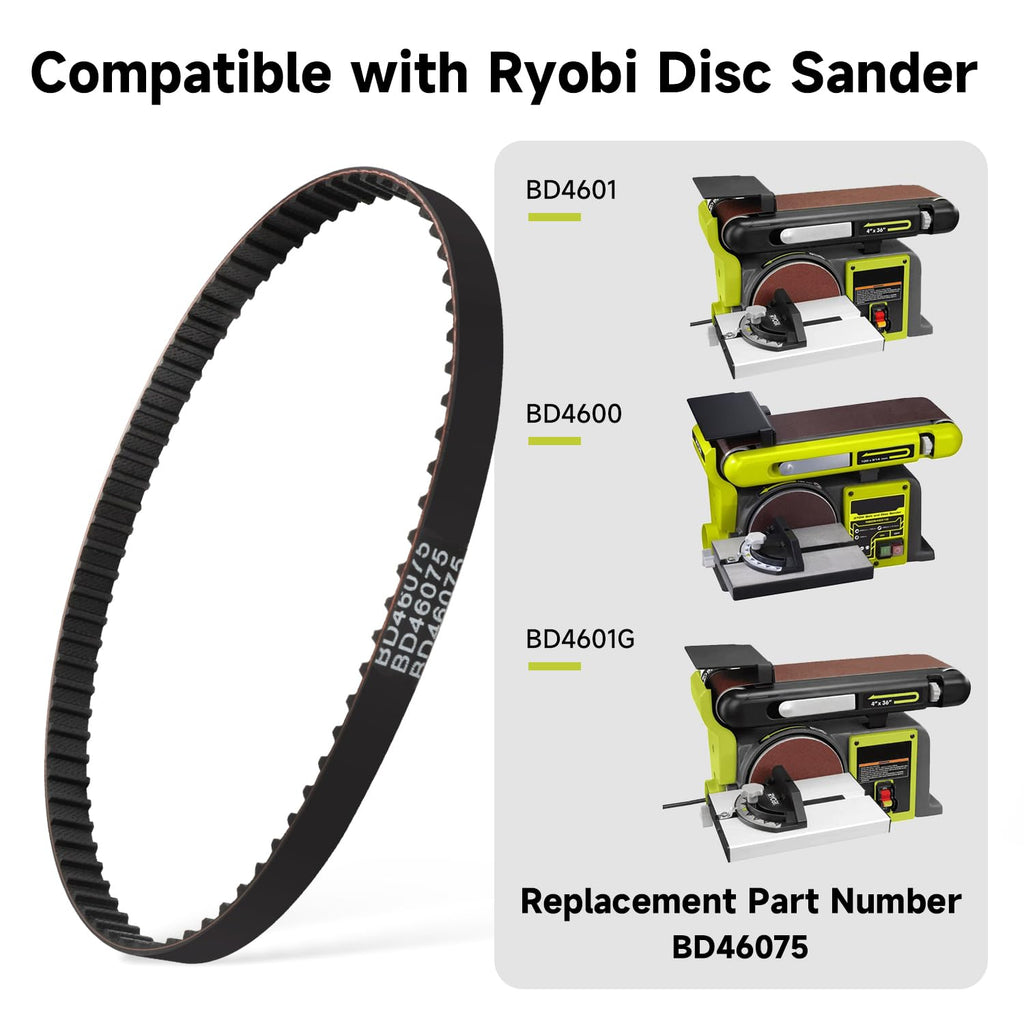AIYOYOLIFE 2 Pack Cog Drive Belt Compatible with Ryobi Disc Sander BD4601 BD4600 BD4601G Replace#: BD46075