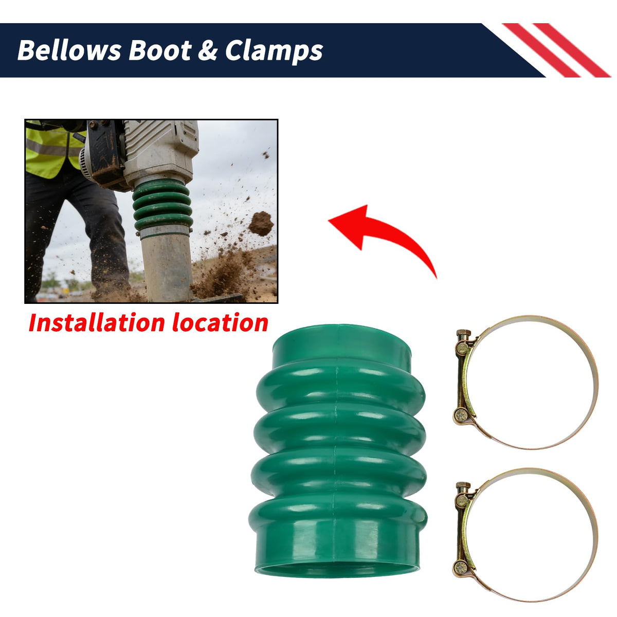 Promrmr 0177355 Bellows Boot with 2PCS Clamps for Jumping Jack Rammers 5000177355 0102862 50000102862 Compatible with Wacker Neuson Compactor Tamper BS50-2 BS50-2i BS50-4 BS500 BS500oi