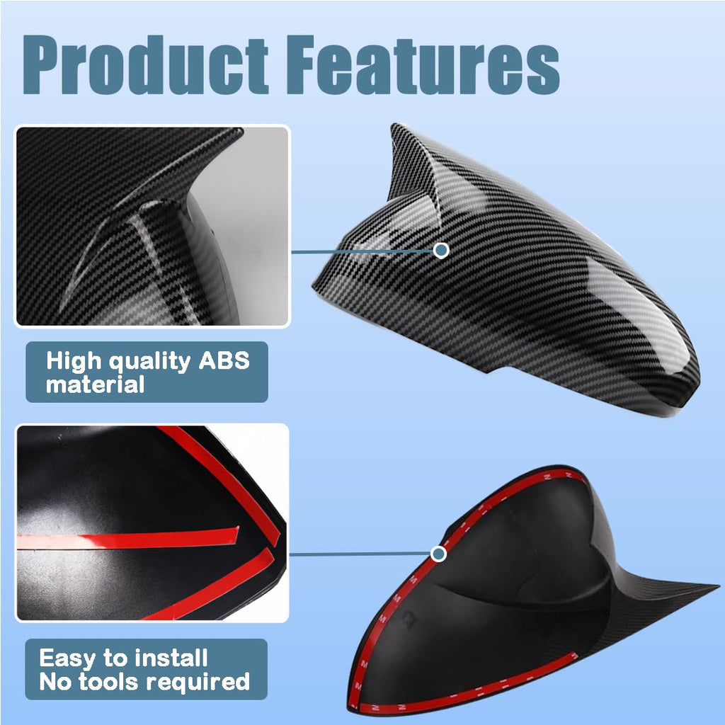 XITER Rear View Side Mirror Cover Side Mirror Cap for Nissan Rogue 2021 2022 2023 2024 2025(With Turn Signal,Carbon Fiber)