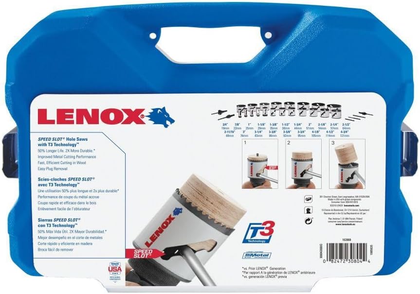 Lenox Tools Bi-Metal Speed Slot Hole Saw Kit with T3 Technology (26 Piece), Multicolor