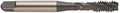 YG-1 F8 Series Vanadium Alloy HSS Spiral Flute Tap, TiN Coated, Round Shank with Square End, Bottoming Chamfer, #2-56 Thread Size, H2 Tolerance