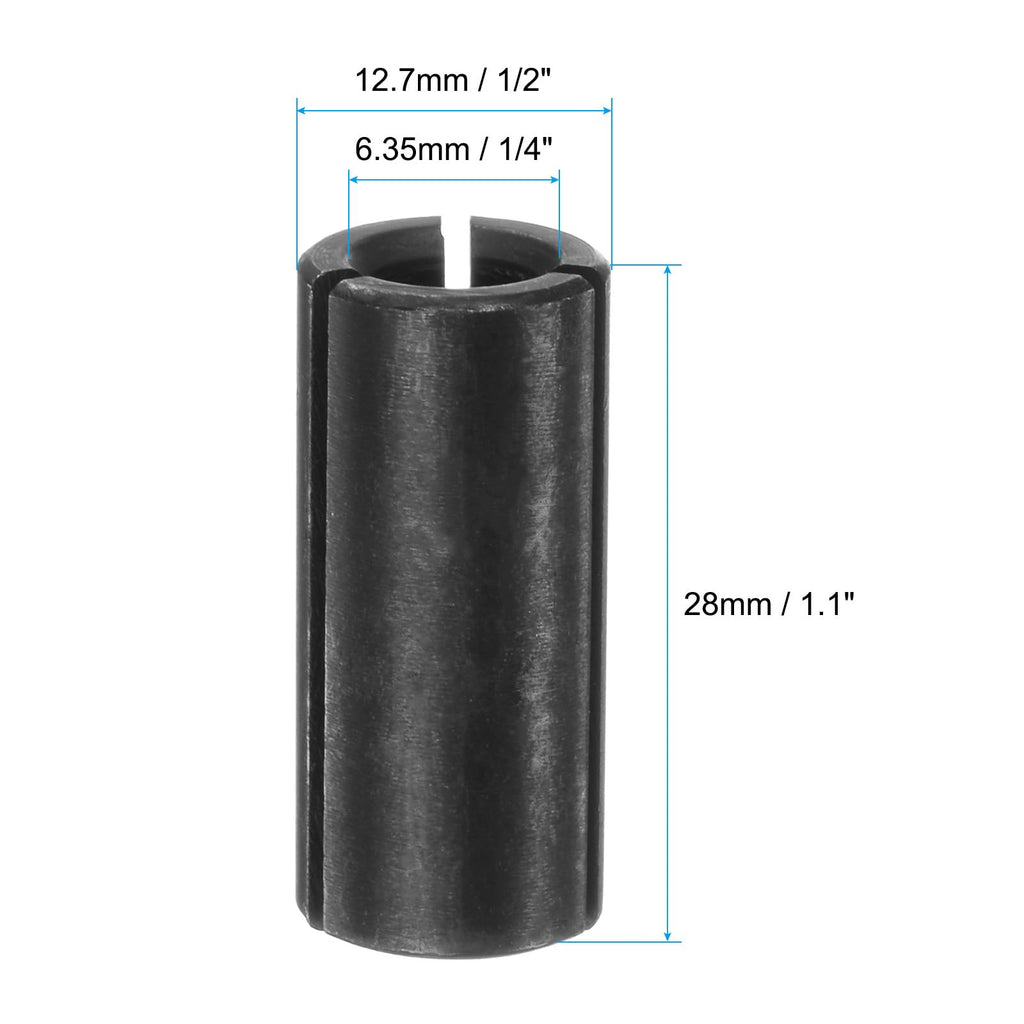 uxcell Router Collet Chuck Driver Adapter 1/2" (12.7mm) to 1/4"(6.35mm) Carbon Steel CNC Engraving Bit Router Converter for Woodworking Engraving Machine Tool 5pcs