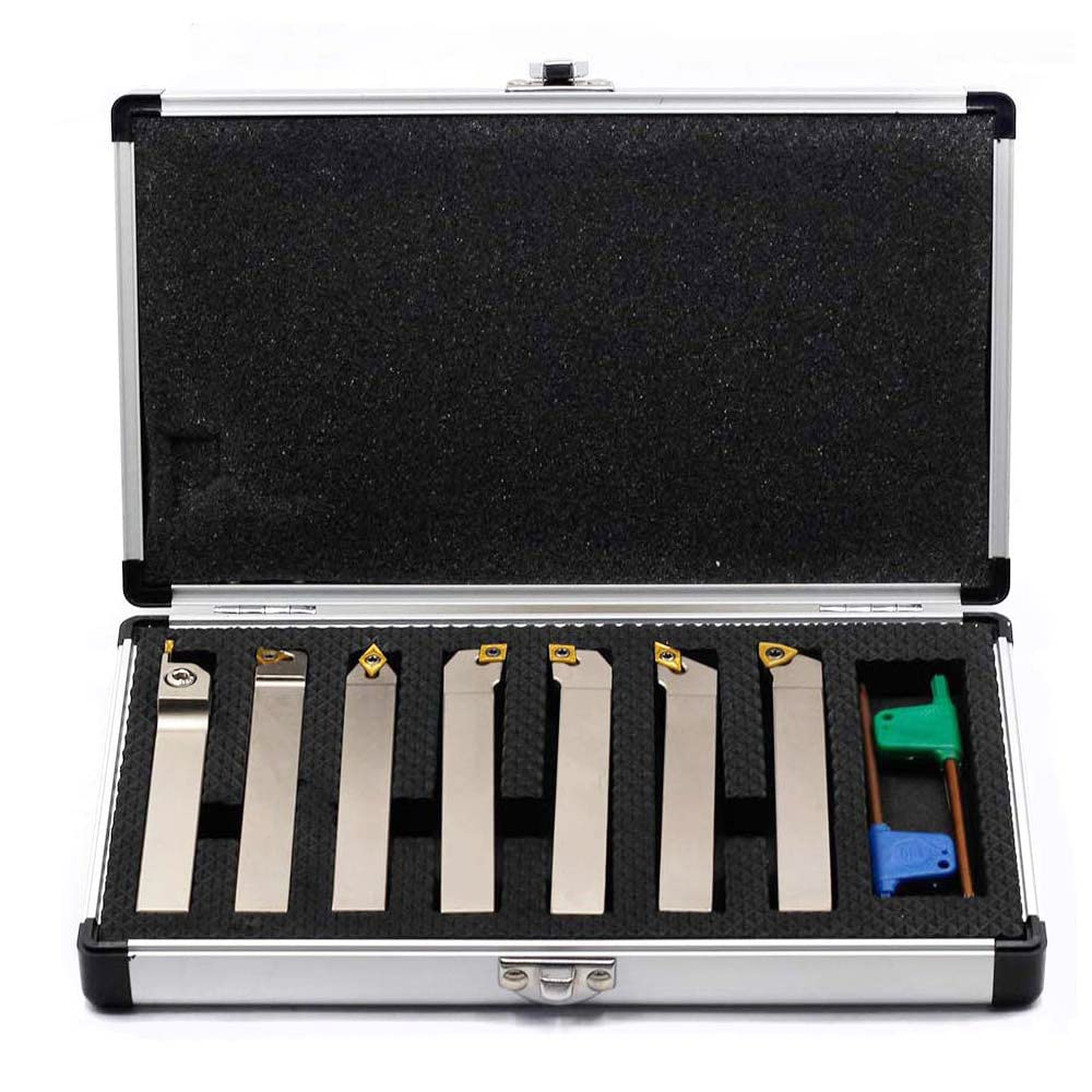 OSCARBIDE 1/2" Shank Nickel Plated 7-Piece Indexable Lathe Tool Holder Set