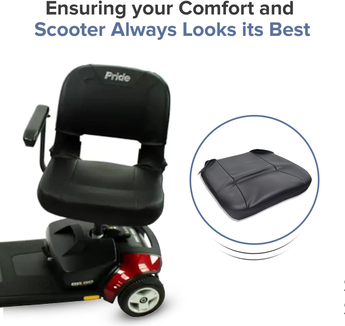 Black Vinyl Seat Base for Go-Go and Pride Revo (SC60/SC63/SC64) Mobility Scooters - Replacement 17-1/2"x16-1/2 Foam Insert with Cover for Standard GOGO Scooter Models (SETBASE2546)