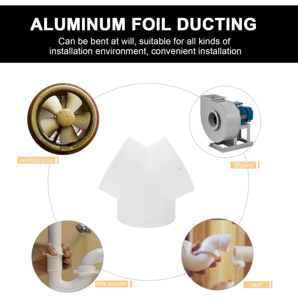 1pc Y-Shaped Tee Connection Exhaust Fan Splitter Y Adapter for Dryer Vent Duct Splitter 3 Way Duct Y Shape Duct Hose Exhaust Fan Supply White Air Conditioner Abs Take Over