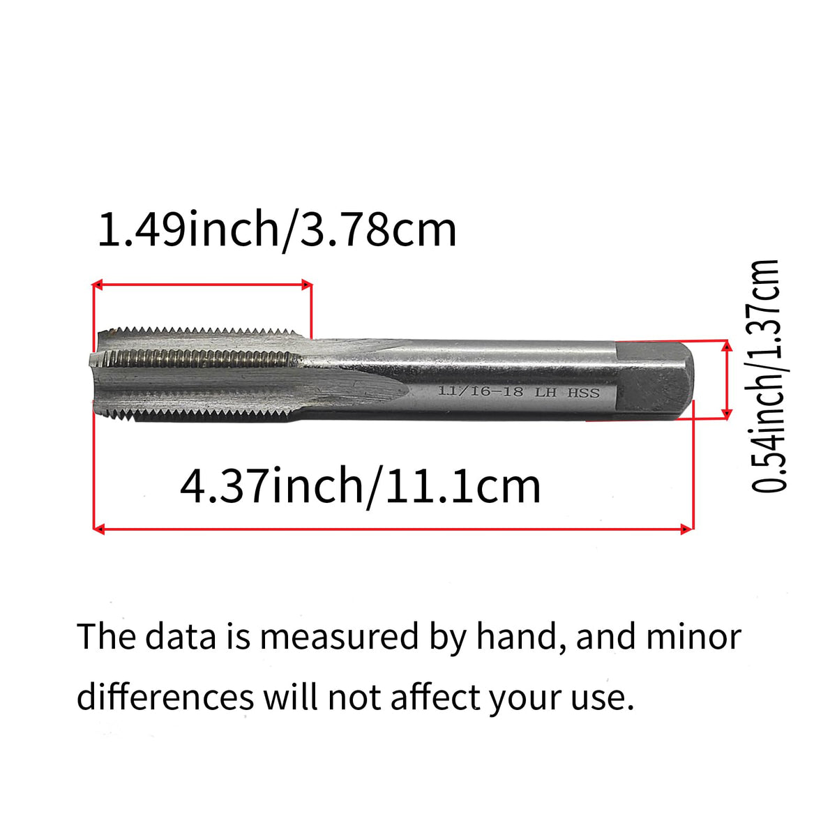 11/16"- 18 Left Hand Tap, UNS, Straight Flute, 4 Flute