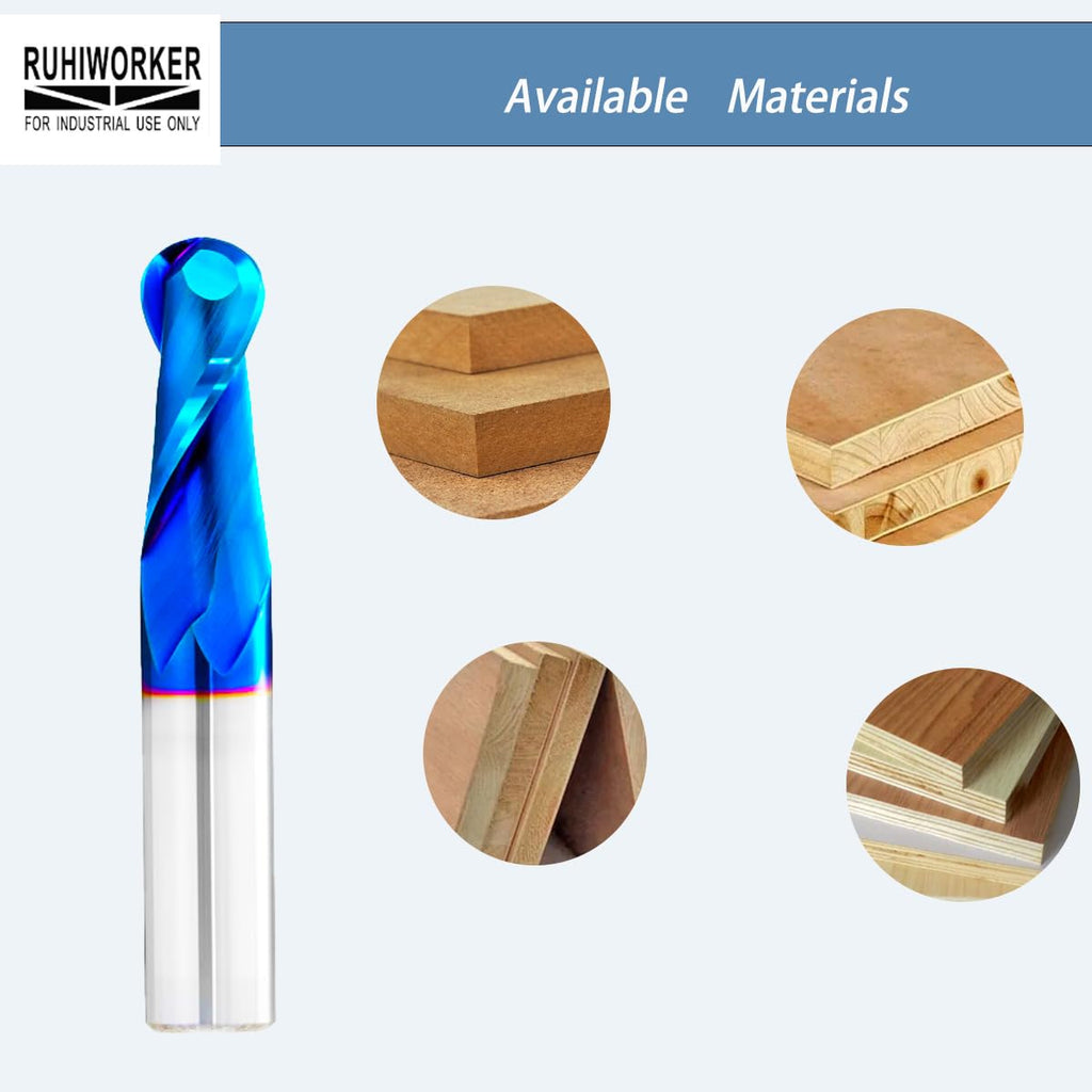 1/2" Shank Ball Nose End Mill CNC Router Bits Carbide Spiral Milling Tool