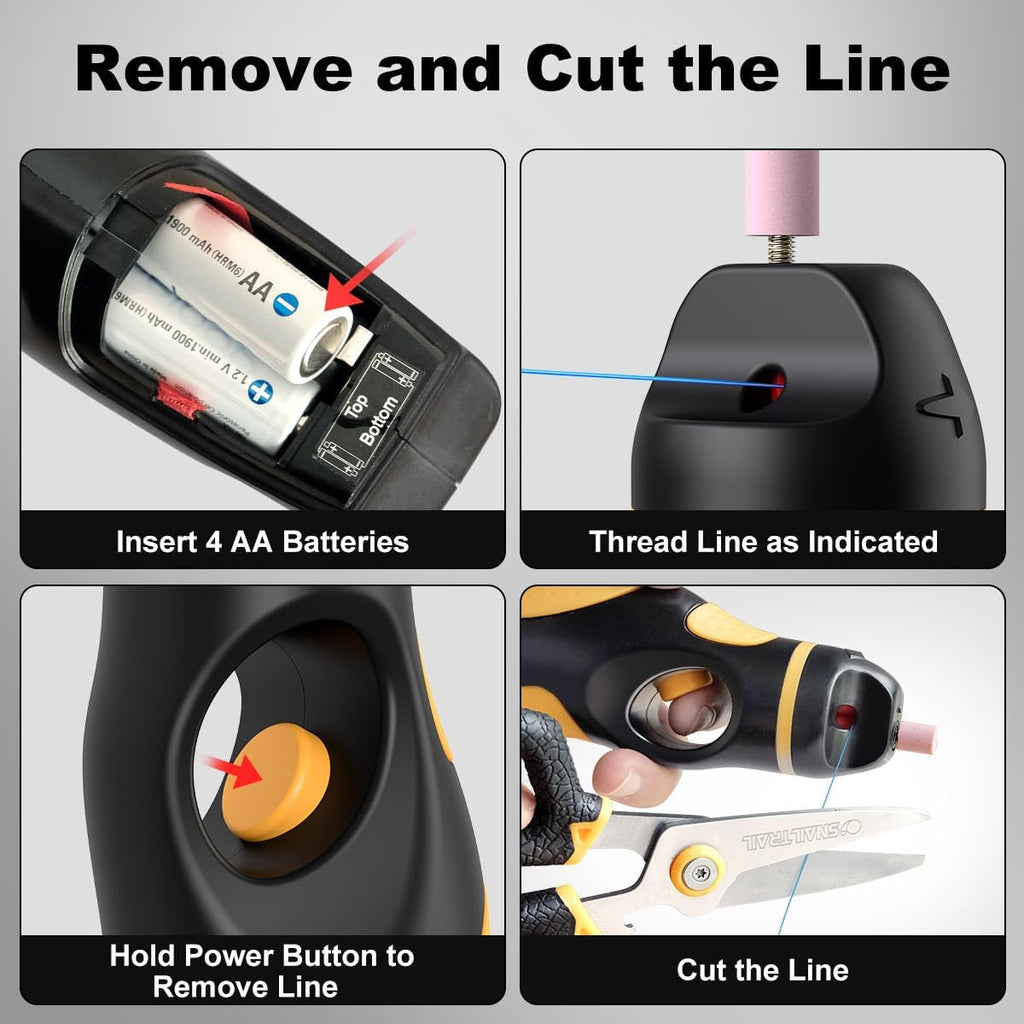 Fishing Line Stripper & Scissors Kit, Electric Hook Sharpener | Portable Fish Braided Line Remover & Unwinding Tool