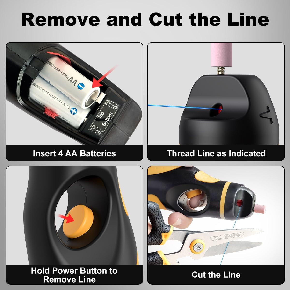Fishing Line Stripper & Scissors Kit, Electric Hook Sharpener | Portable Fish Braided Line Remover & Unwinding Tool