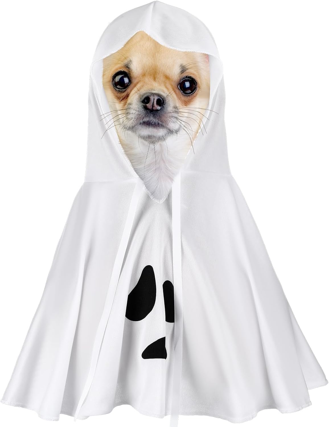 Halloween Dog Ghost Costume White Dalmatian Pet Costume with Hats Ghost Costumes for Dogs Cats Pet Cosplay Cape