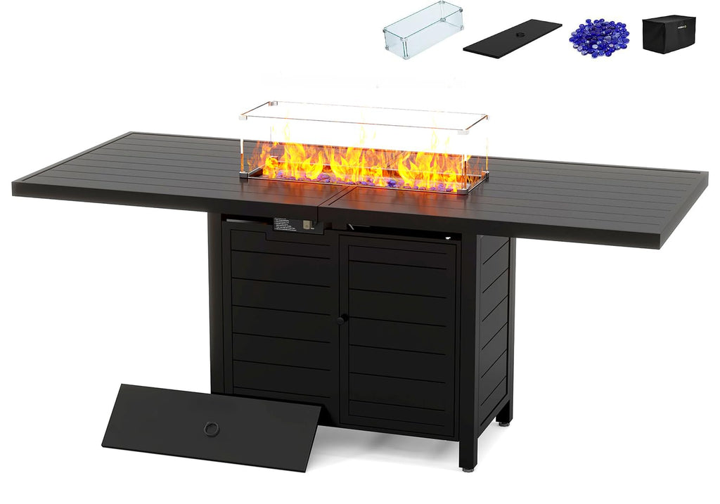 60" Outdoor Propane Fire Pit Table, 50,000 BTU Gas Fire Table