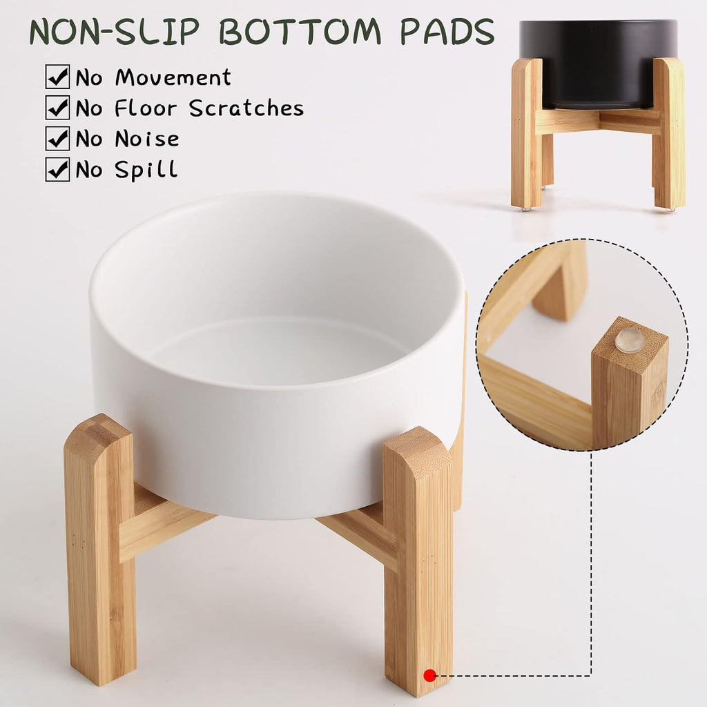White Elevated/Raised Ceramic Dog Bowl for Small Breeds, Dog Food Water Dish with Stand,Pet Feeding Bowl with Anti