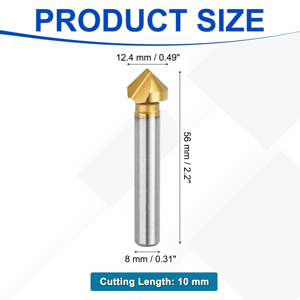Workkyma M2 Cobalt Countersink Drill Bit 12.4mm Single Flute 90 Degree HSS